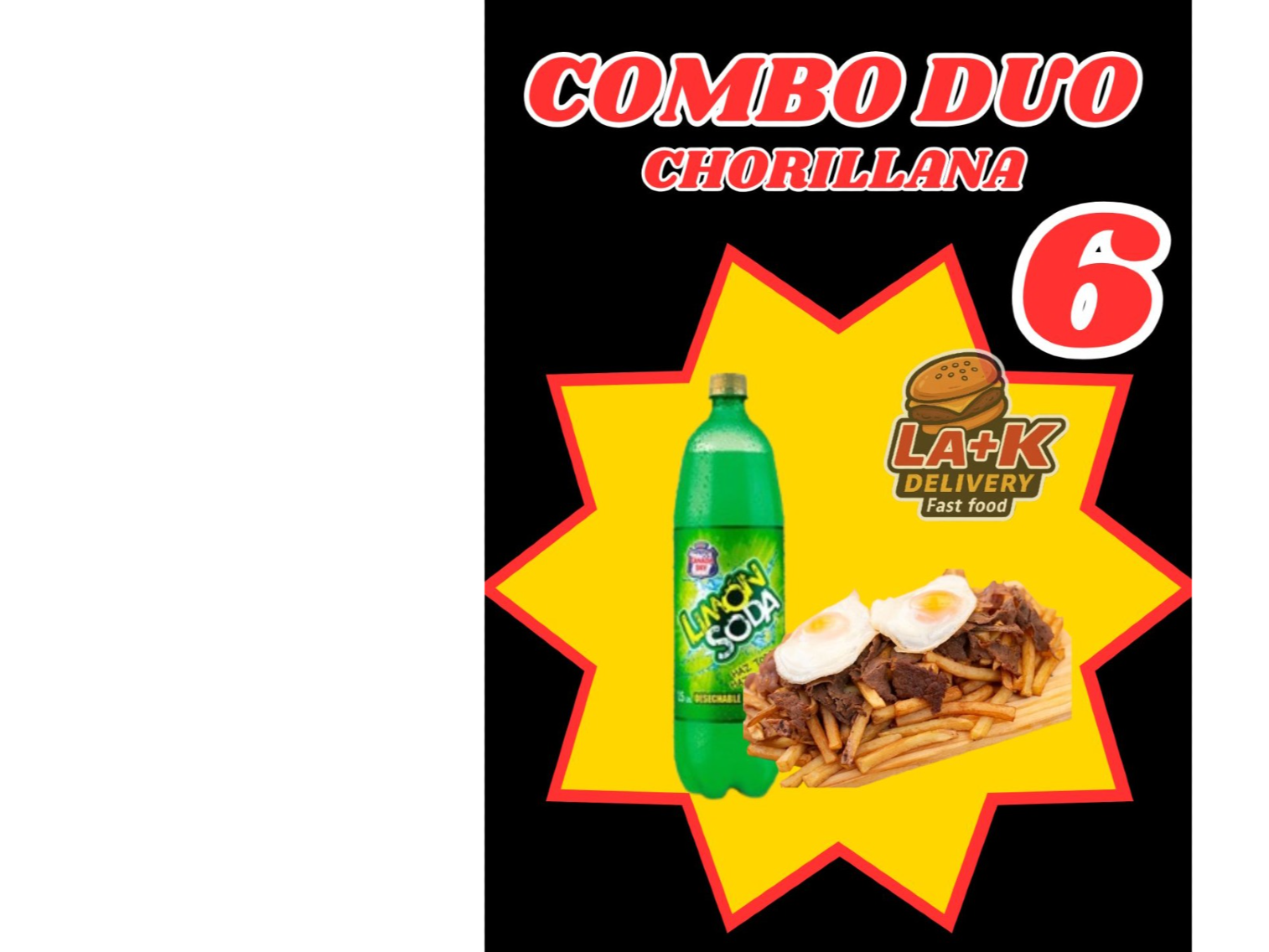 Promo 6 (chorrillana+Bebida 1.5 lts