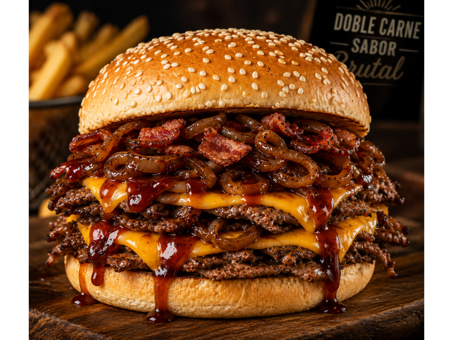 BURGER Bacon Cheedar Caramel + Papas.de regalo