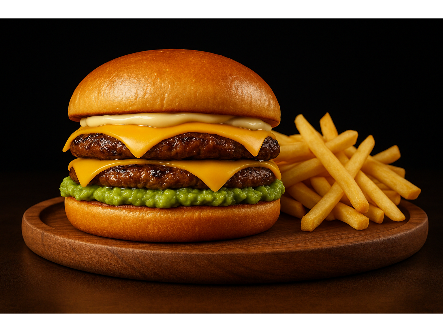 Hamburguesa Brasileña (Doble hamburguesa) + papas gratis.