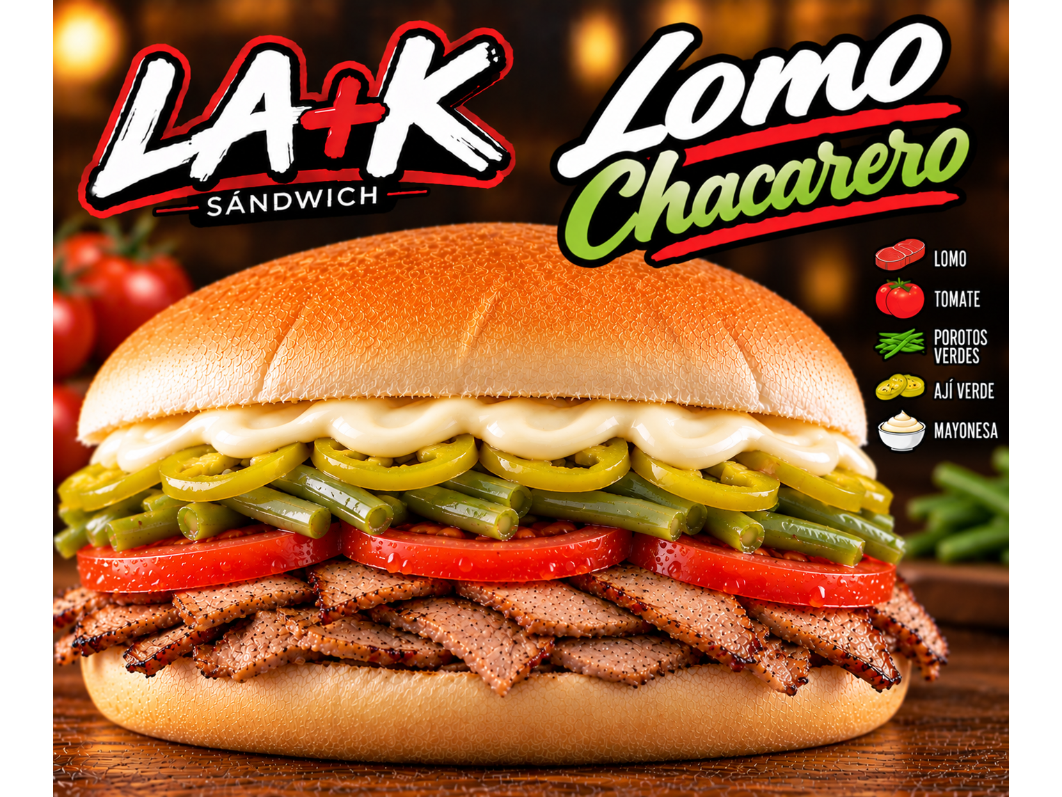 Lomo chacarero mayo casera.