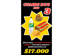 (Ass promo3) 2ass italianos45cm aprpx mayo casera+papasfritas mediana+Bebida 1.5 lts