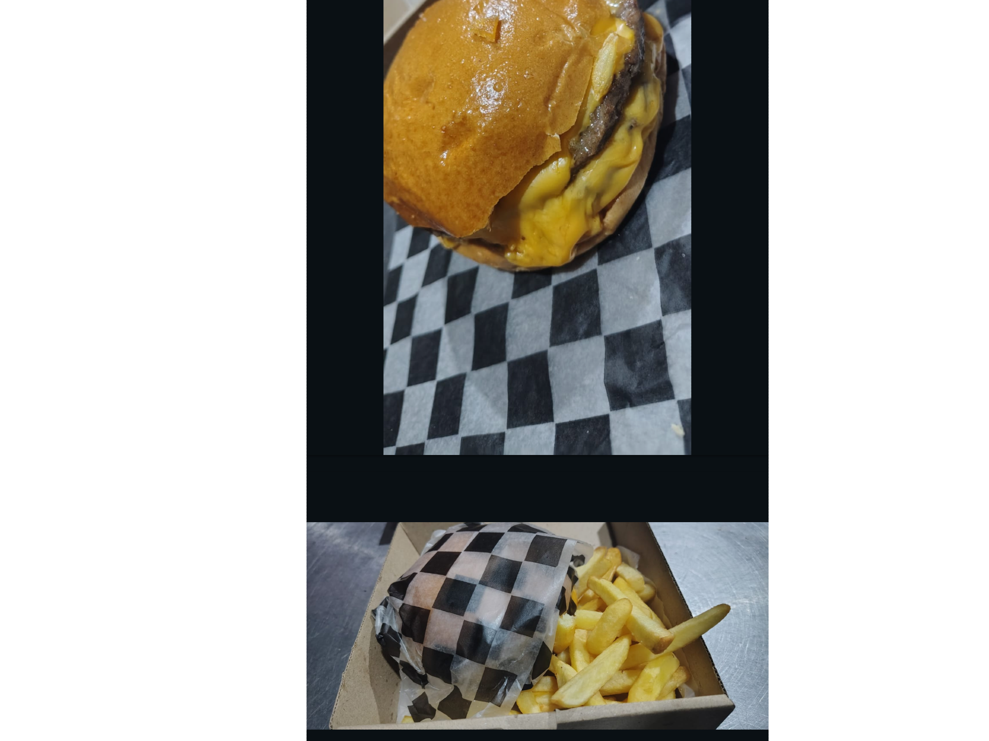 Doble medallón con cheddar + papas