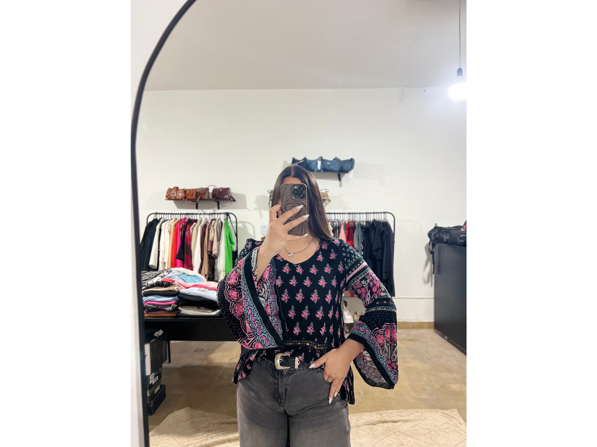Blusa estampada mangas anchas