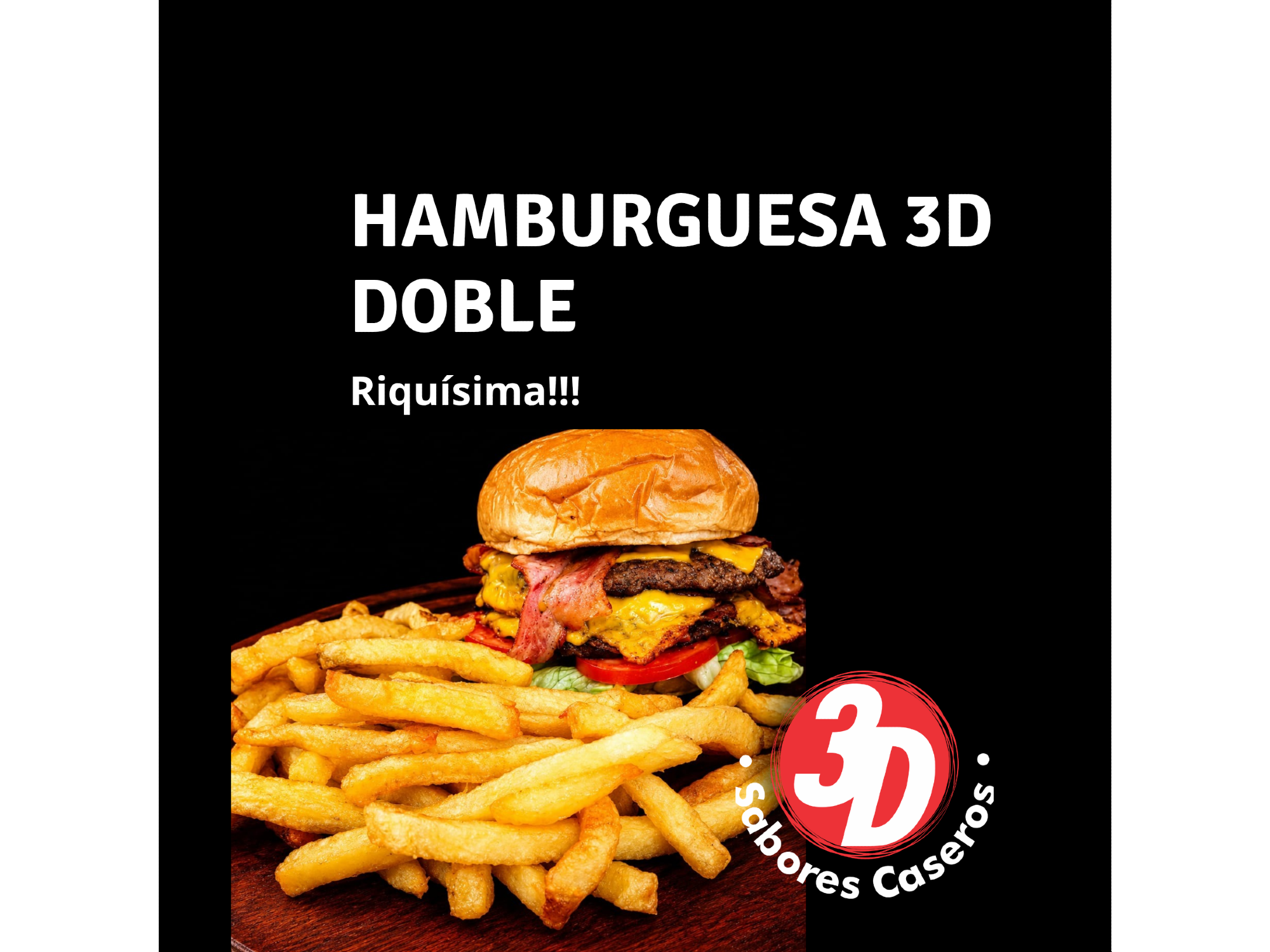3D HAMBURGUESA DOBLE + PAPAS FRITAS