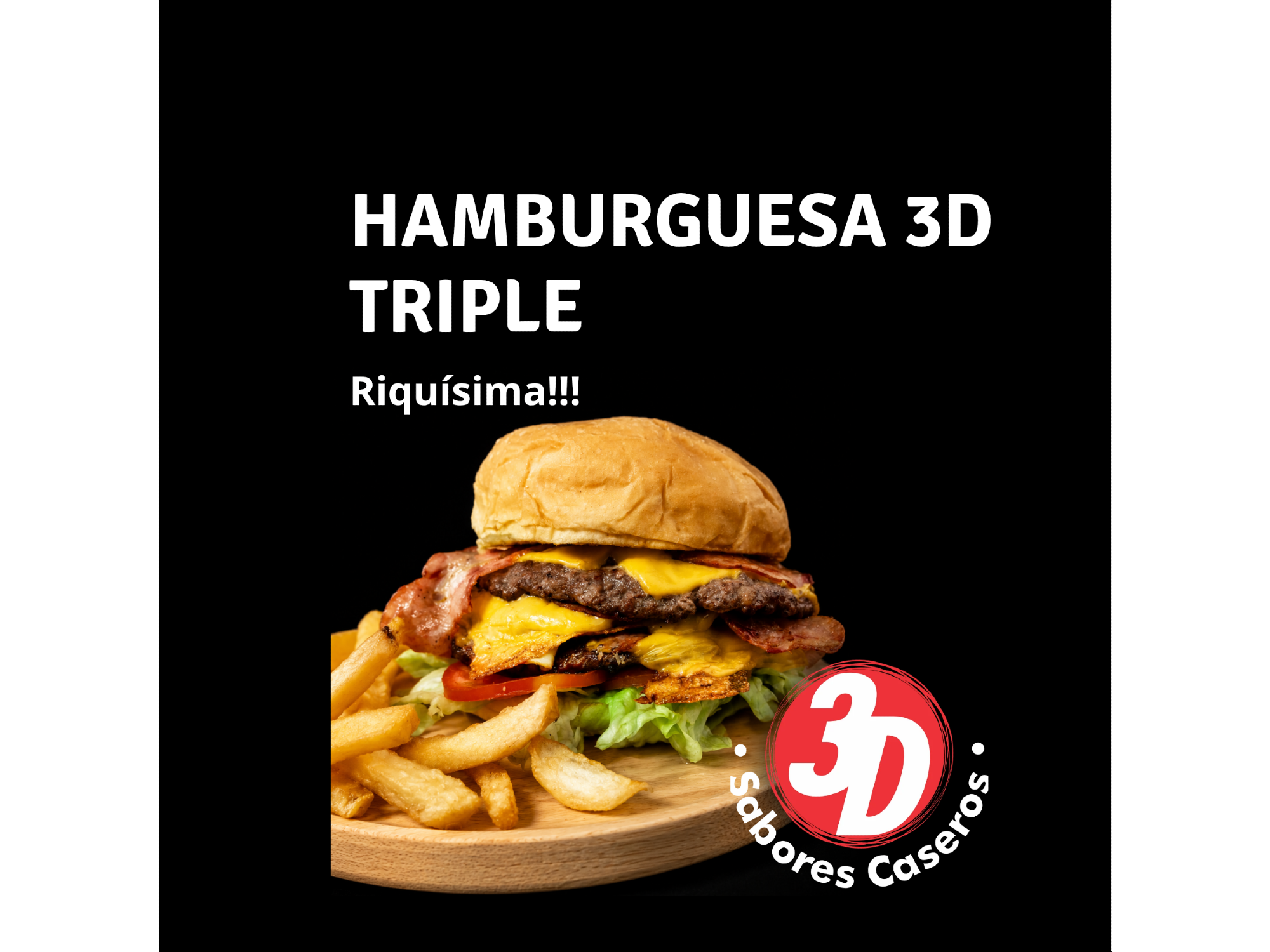 3D HAMBURGUESA TRIPLE + PAPAS FRITAS
