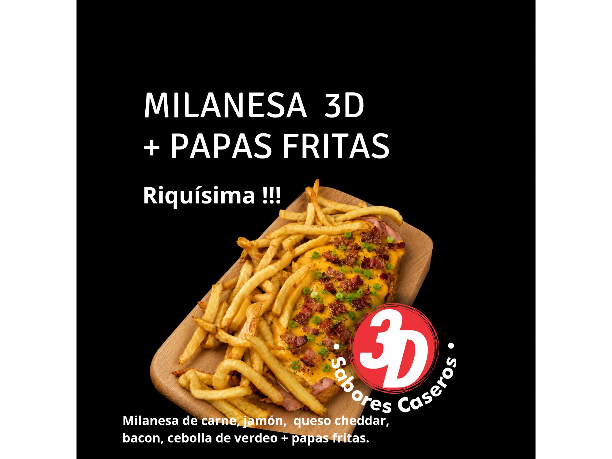 MILANESA 3D + PAPAS FRITAS