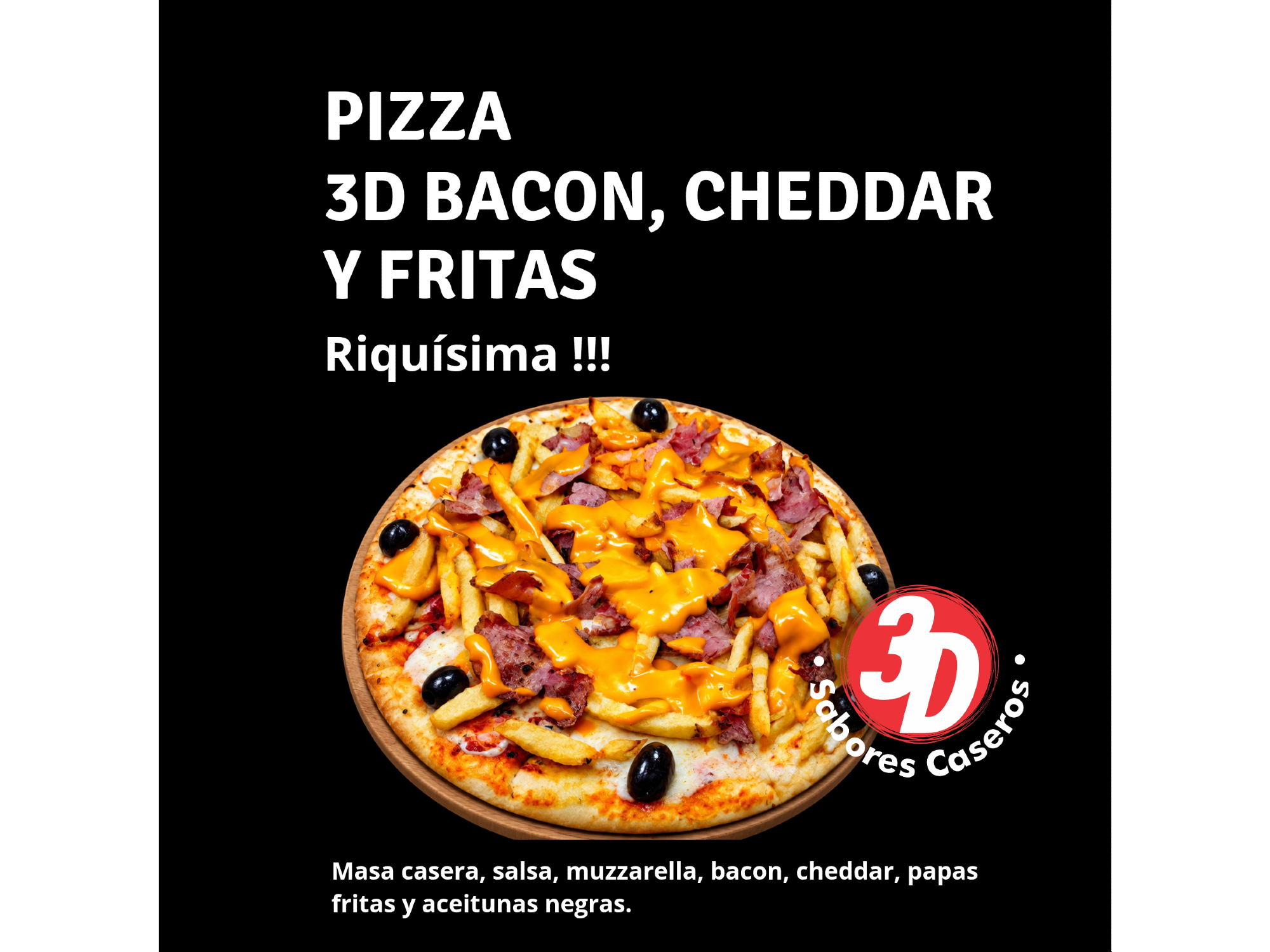 3D FRITAS, BACON, CHEDDAR Y FRITAS