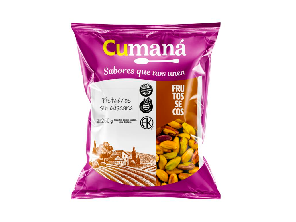 PISTACHO SIN CASCARA NATURALES CUMANA X 250 GR
