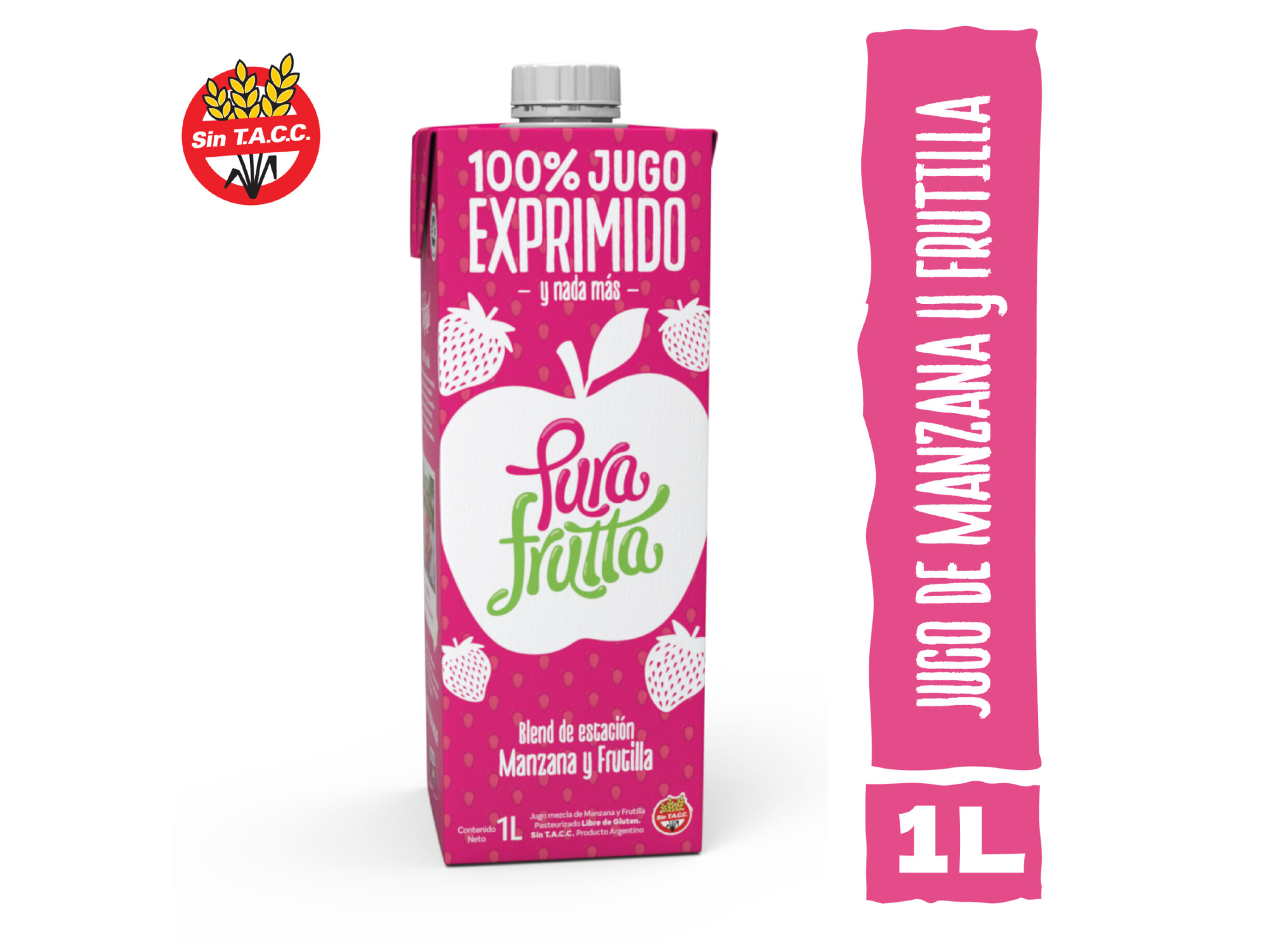 Jugos 100% Exprimido de Manzana y Frutilla