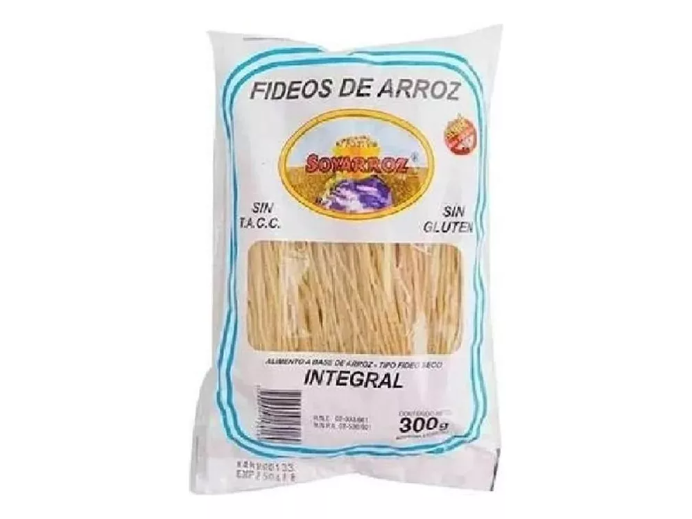 FIDEOS DE ARROZ INTEGRAL - SOYARROZ X 300 GR ( SIN TACC)