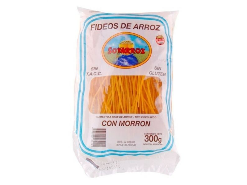 FIDEOS DE ARROZ CON MORRON - SOYARROZ X 300 GR ( SIN TACC)