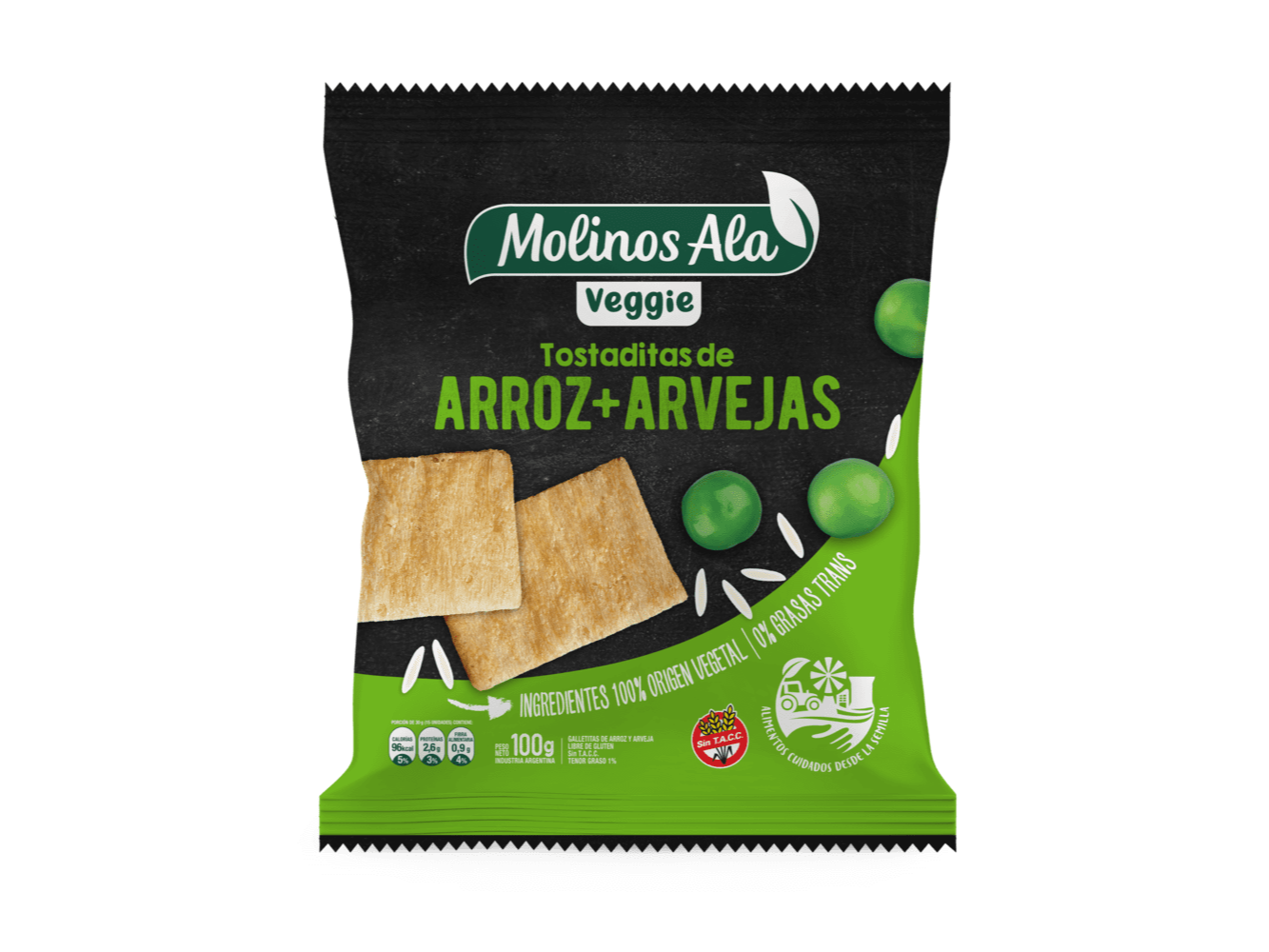 TOSTADITAS VEGGIE ARROZ+ARVEJA 100GR