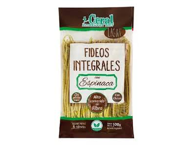 FIDEOS INTEGRAL ESPINACA X 300GR "CEREAL"