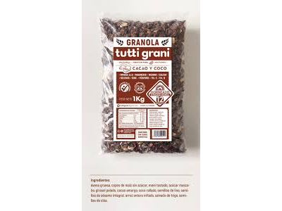 GRANOLA CACAO Y COCO TUTTI GRANI X 1KG