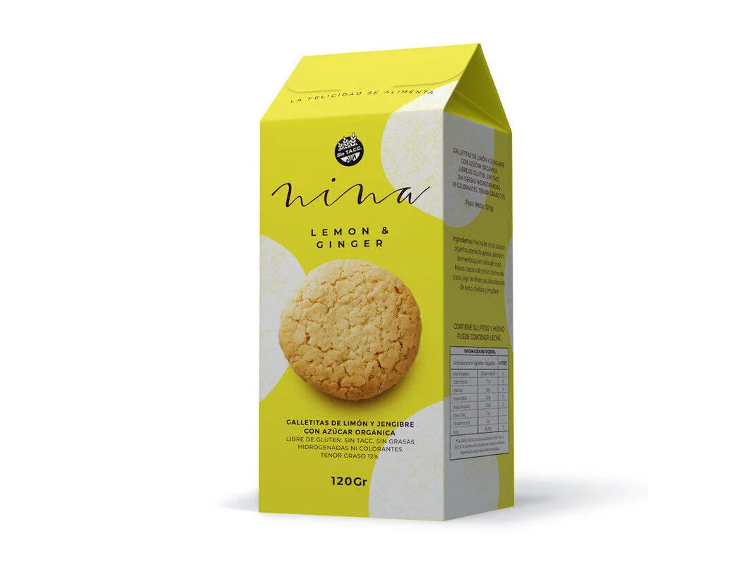 Nina - Galletitas De Limón Y Jengibre Con Azúcar Orgánica X 120g
