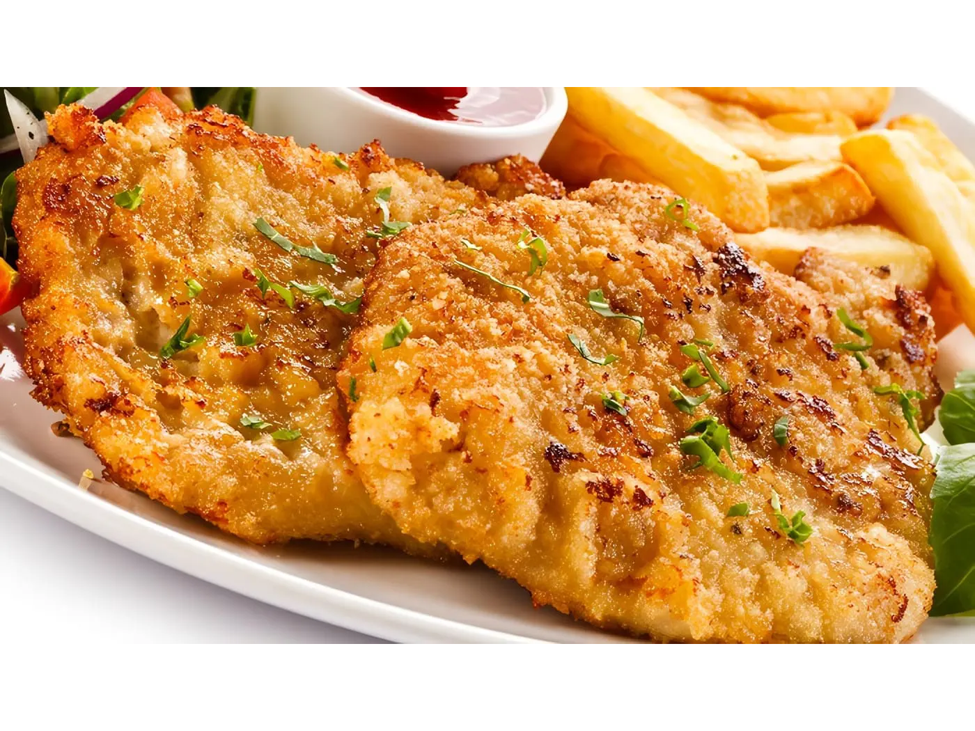 MILANESA DE POLLO con guarnición de A PUNTO VIANDAS