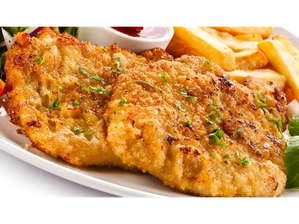 MILANESA DE POLLO con guarnición de A PUNTO VIANDAS