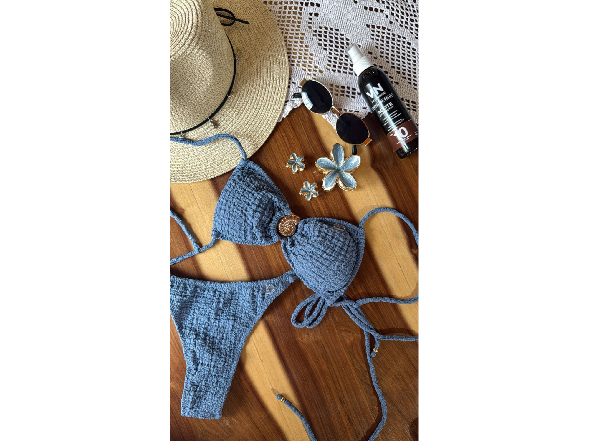 Bikini texturada azul