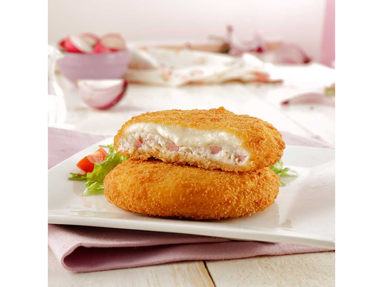 Medallón de pollo con jamón y queso