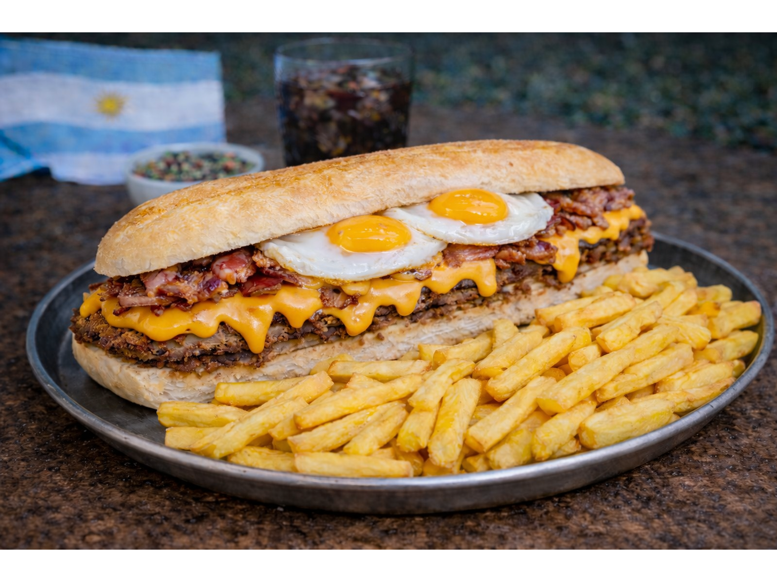 Milanesa de Ternera con Cheddar, Panceta y Huevo Frito