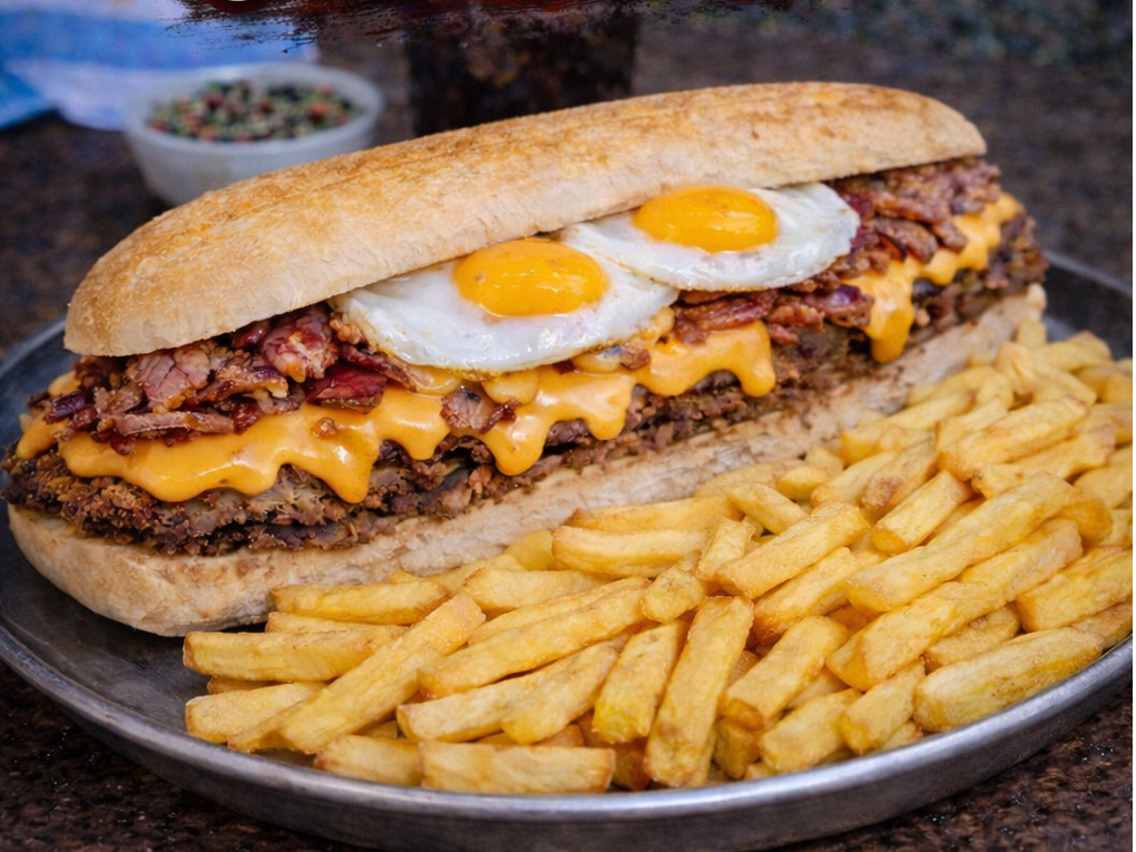 Milanesa de Ternera con Cheddar, Panceta y Huevo Frito