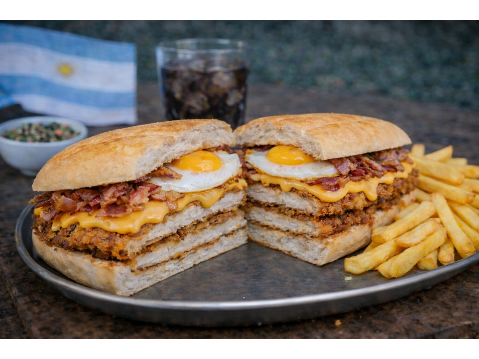 Suprema de Pollo con Cheddar, Panceta y Huevo Frito