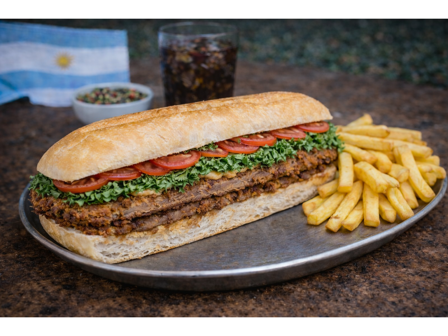 Milanesa de ternera con lechuga y tomate