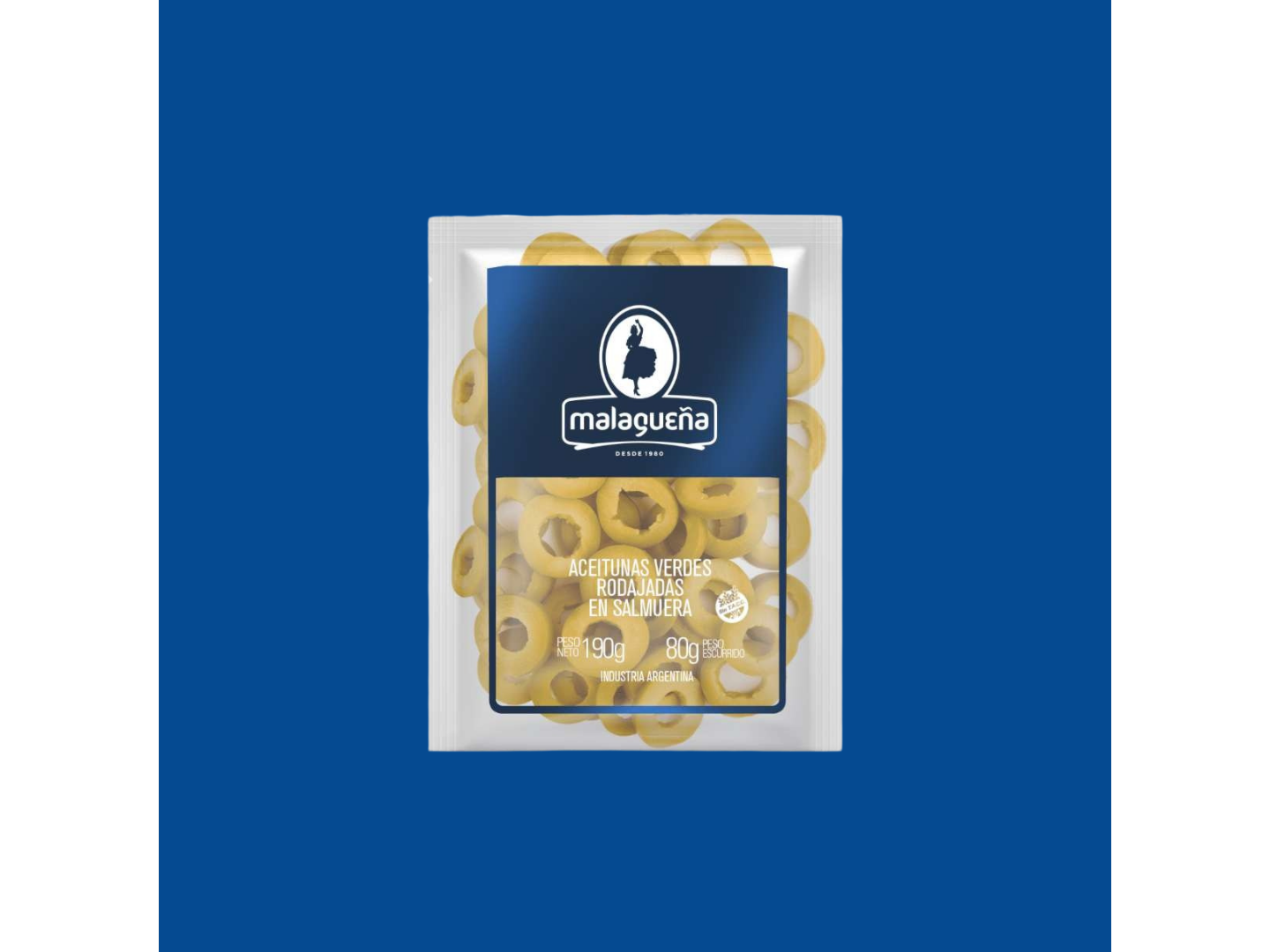 Aceituna Malagueña Rodajada Verde Sachet x80g