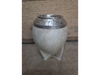 Mate torpedo cuero crudo virola de alpaca cincelada
