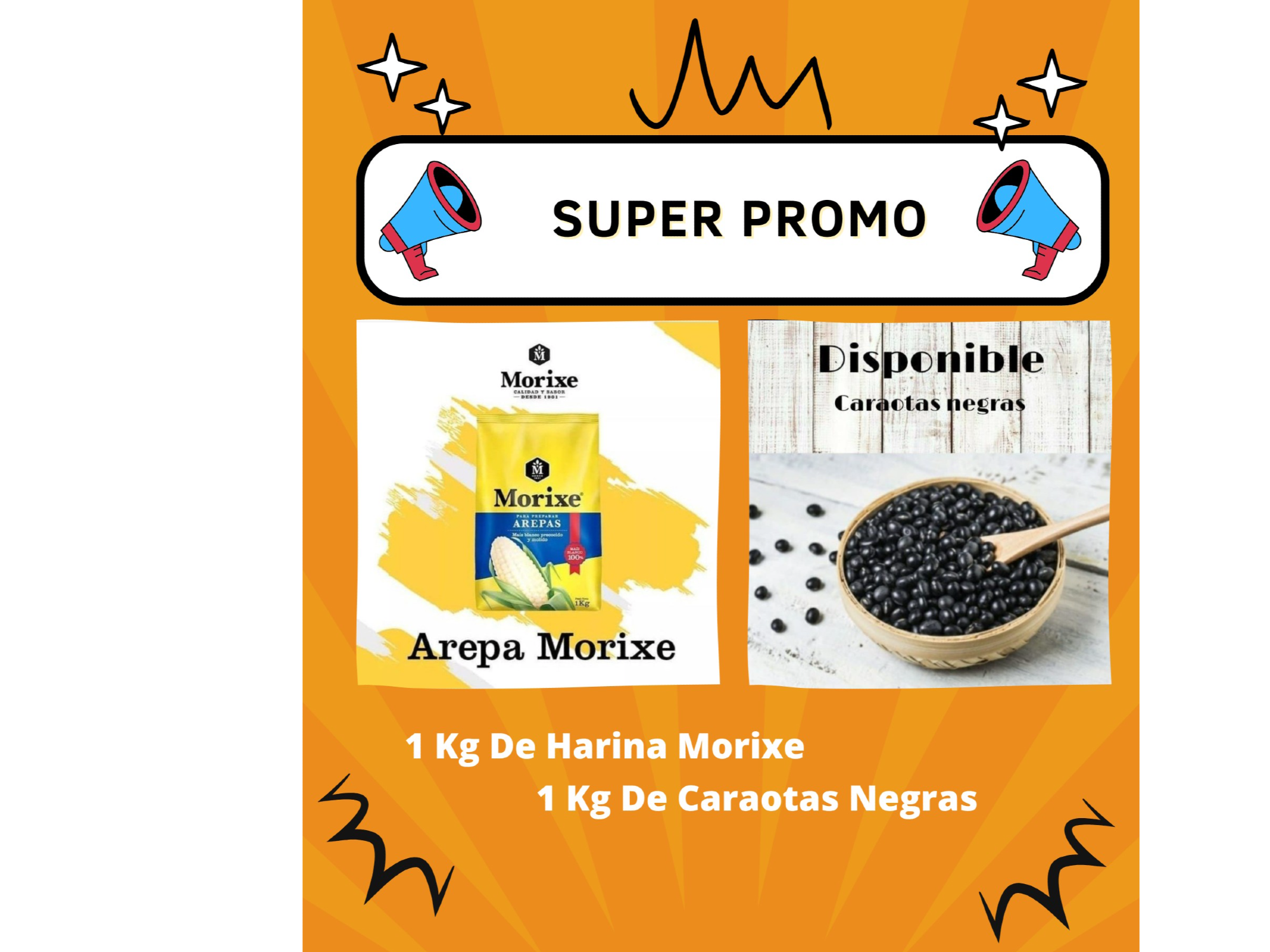 1 Kg de Harina Morixe + 1 Kg de Caraotas Negras
