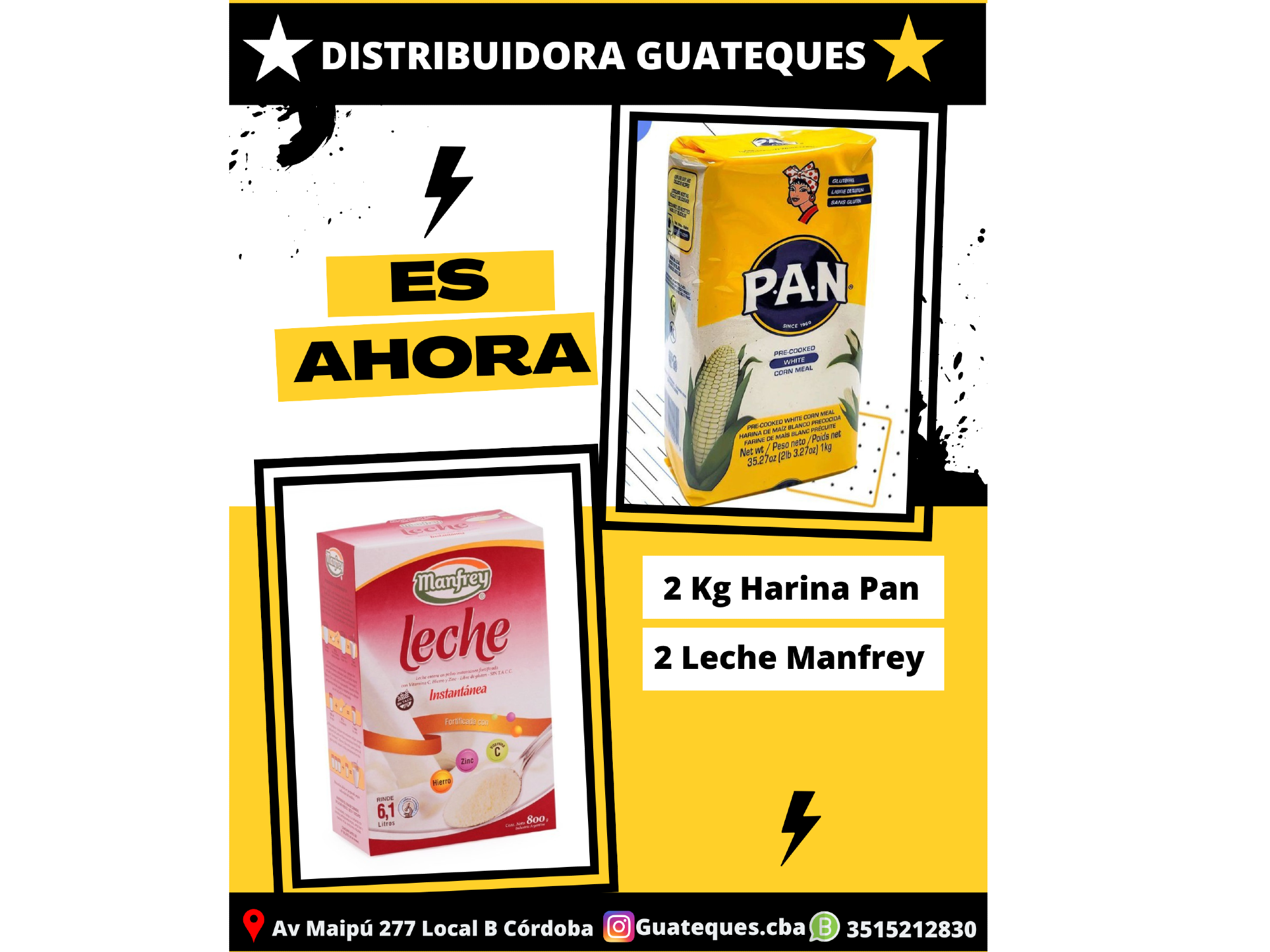 2 Kg Harina Pan Blanca + 2 Leche Manfrey