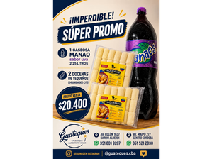 Promo 2 Paq Tequeños Lu Mini + 1 Manao Uva de 2.25 Lts de Guateques-Centro