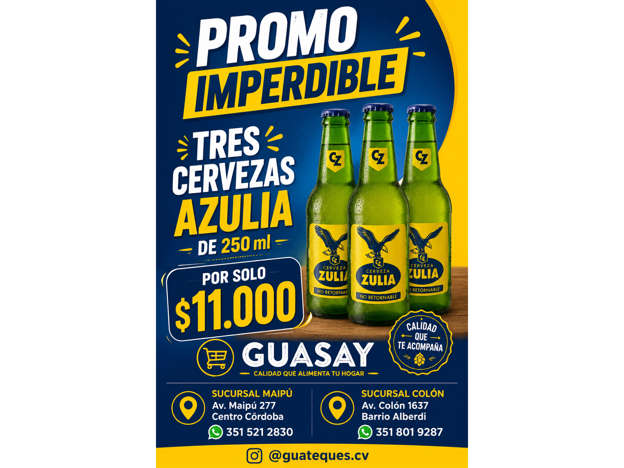 3 Und Cerveza Zulia 250 Ml Importada
