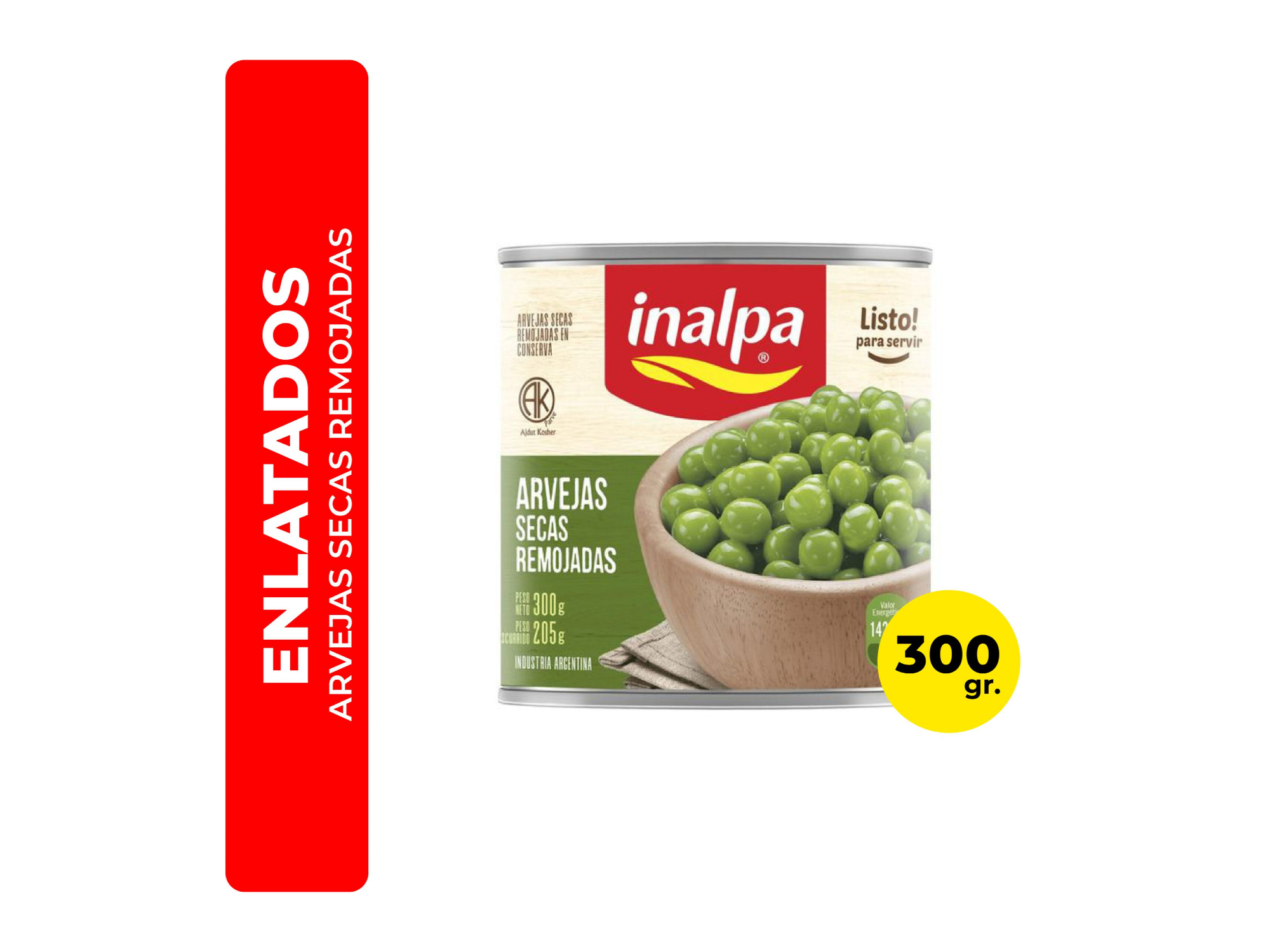 Arvejas Secas Remojadas Inalpa de 300 Gr