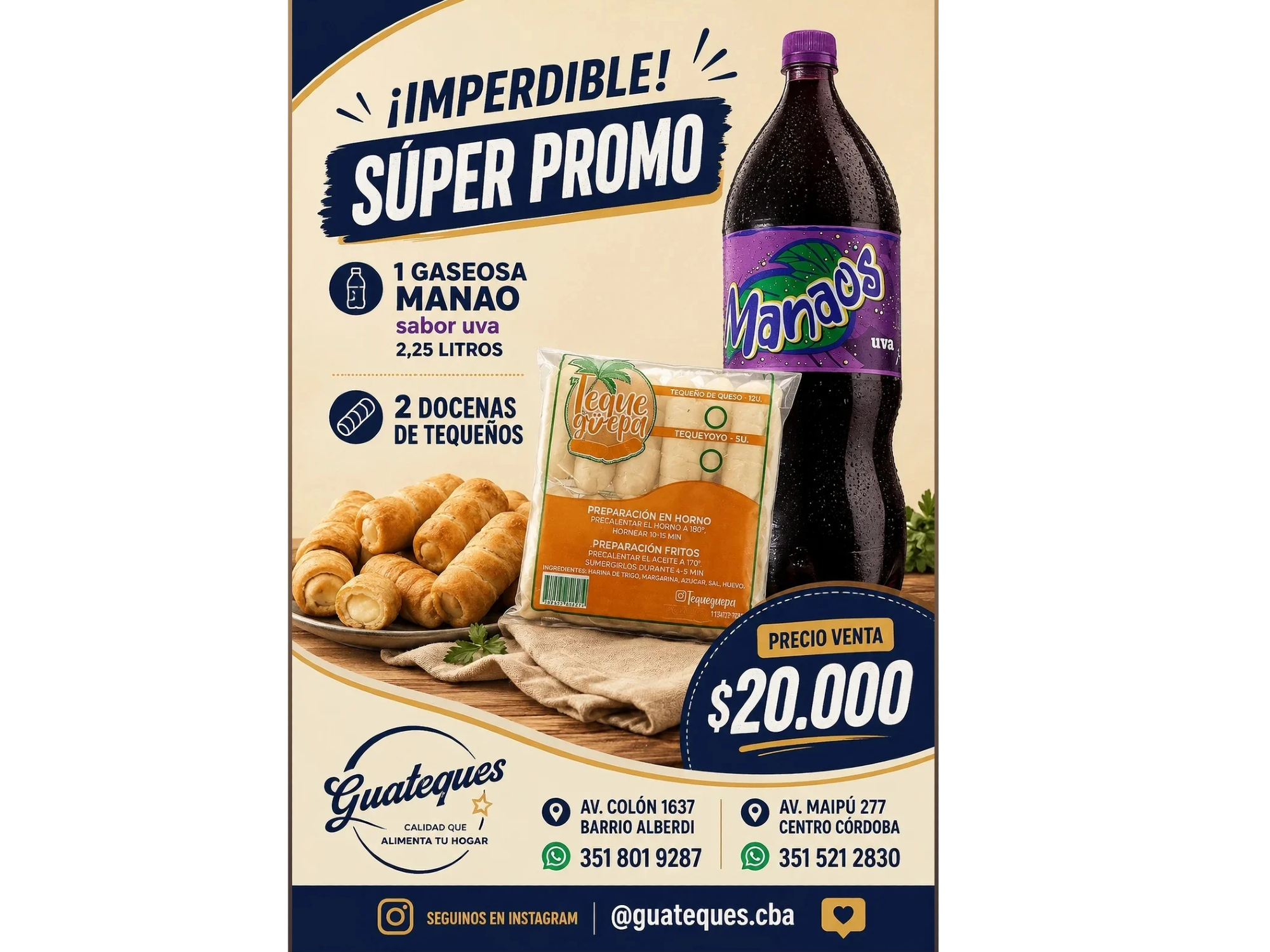 Promo 2 Docena de Tequeguepa + 1 Manao de Uva