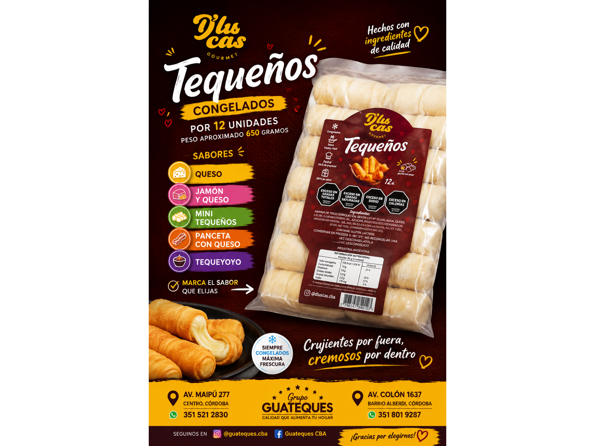 Promo 3 Docenas Tequeños de Queso Marca D"Lucas x 12 Und