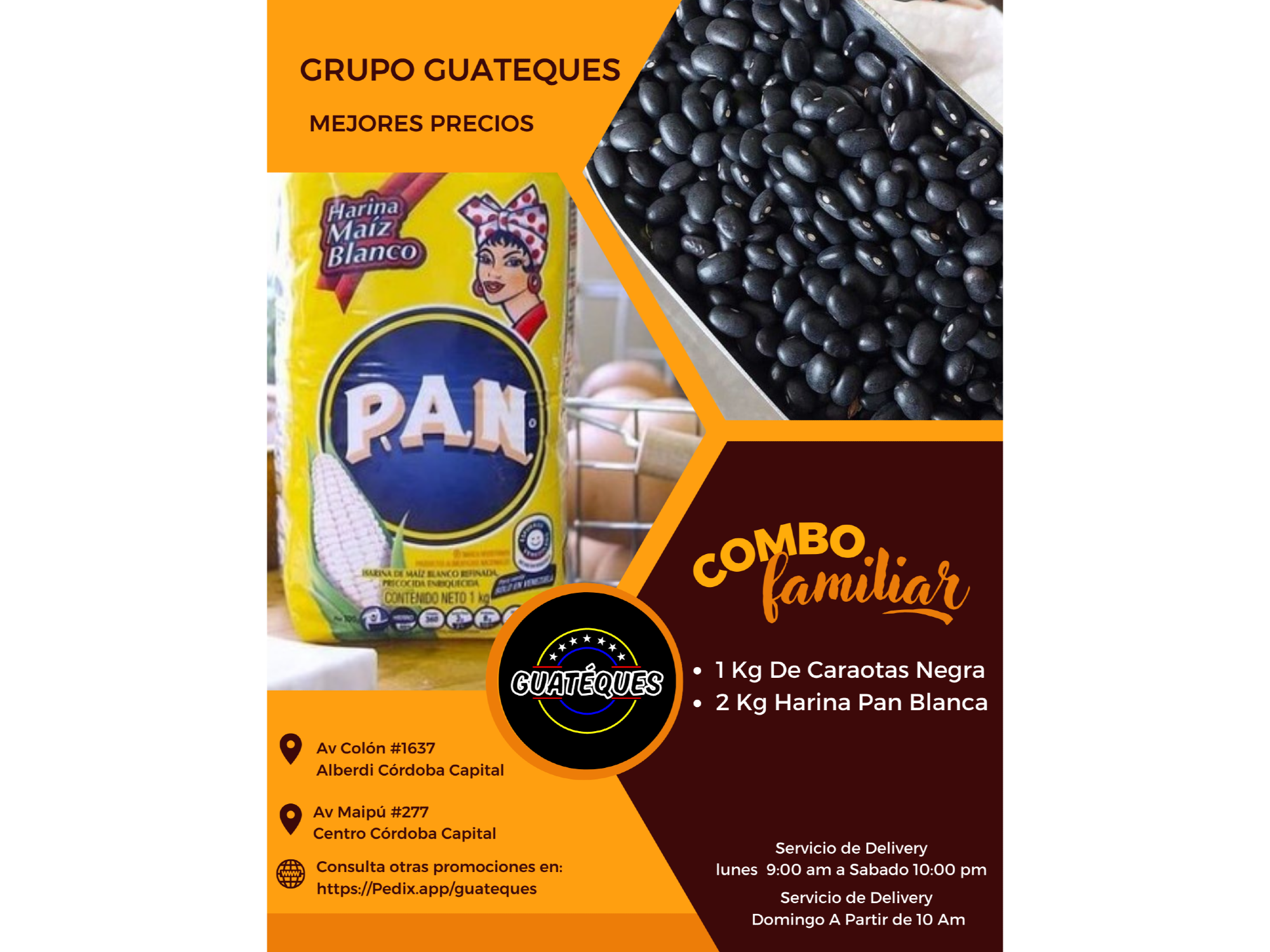 2 Kg De Harina Pan Blanca + 1 Caraotas Negras