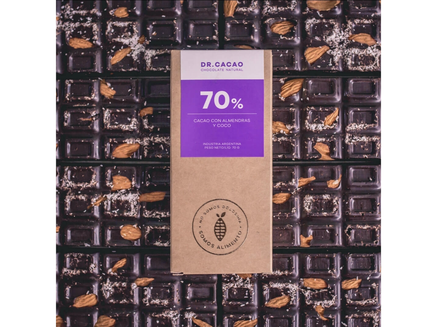 Chocolate Cacao 70% con almendras Dr.Cacao