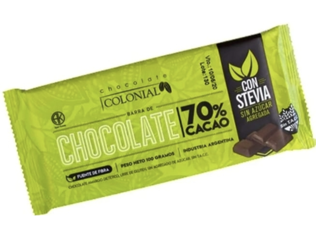 Chocolate Semiamargo con Stevia Colonial