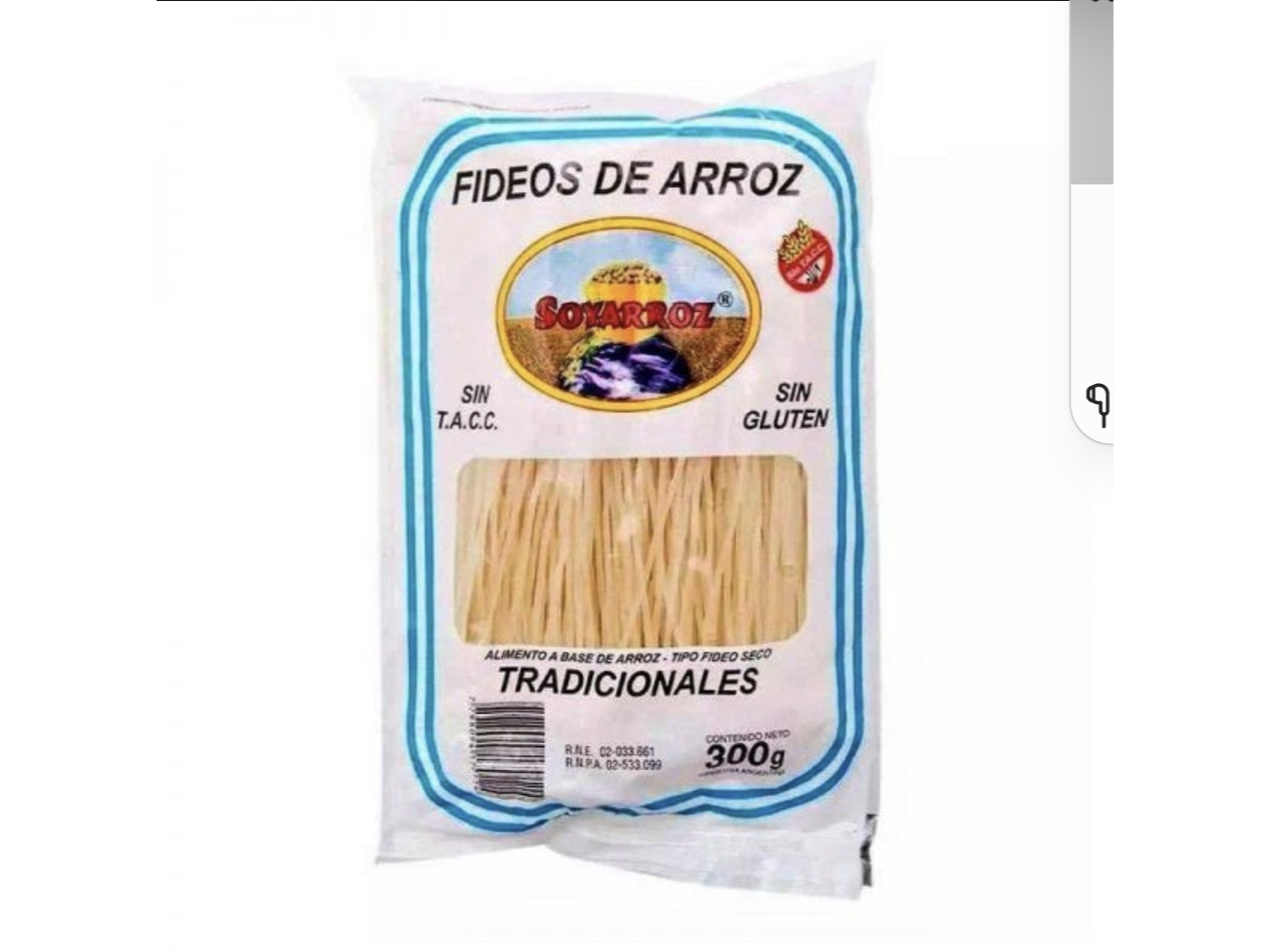 Fideos De Arroz Tradicional Soyarroz x 300 gr