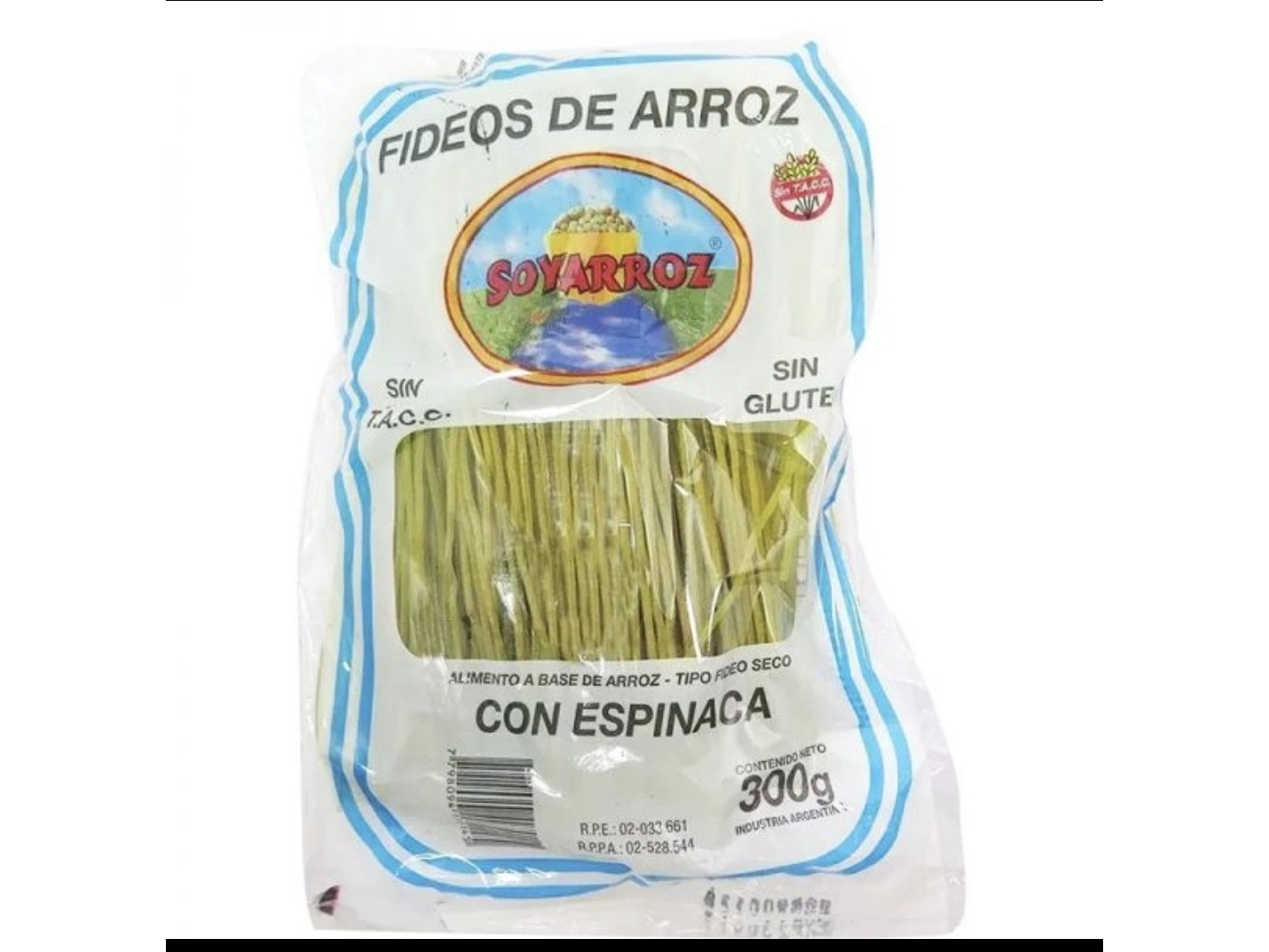 Fideos De Arroz Con Espinaca Soyarroz x 300 gr