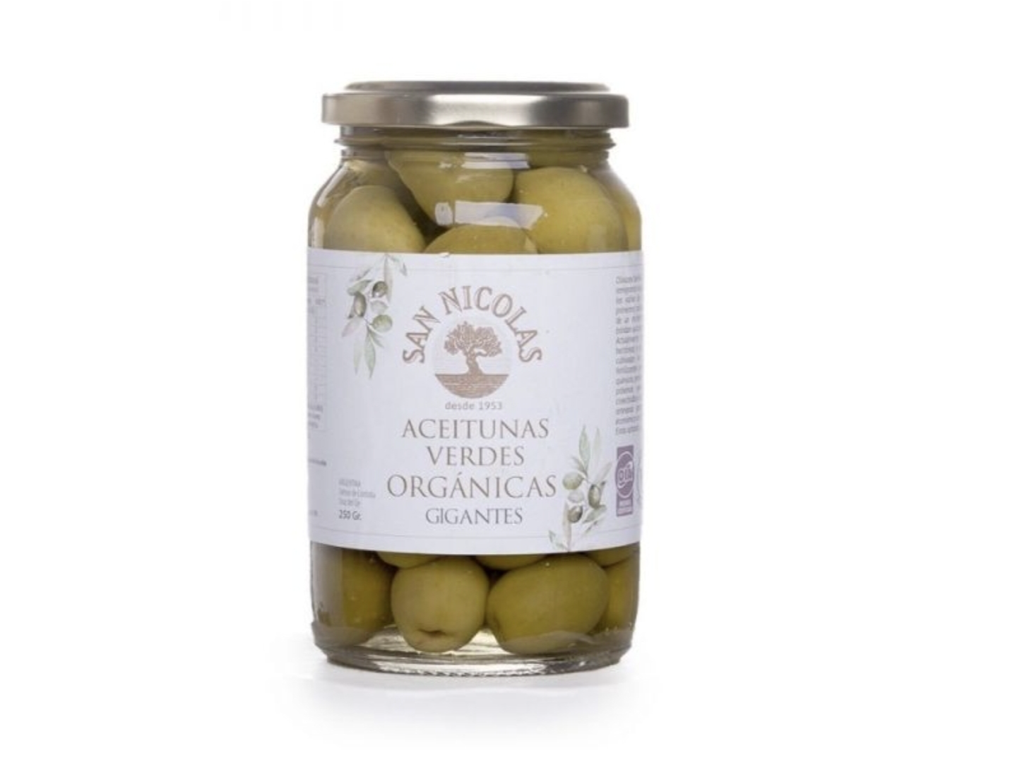 Aceitunas Verdes Gigantes Organicas San Nicolas x 250 g