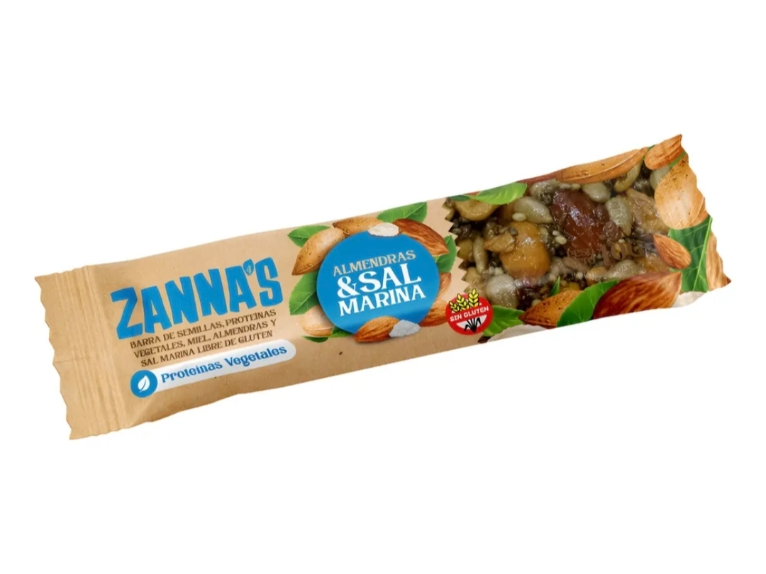 Barra Proteica Almendras y Sal Marina x40g . Zannas
