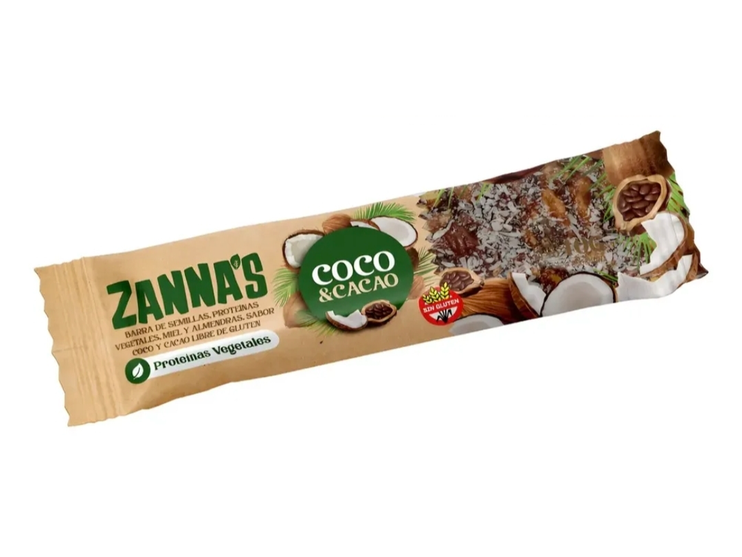 Barra Proteica Almendra y Coco x40g . Zannas
