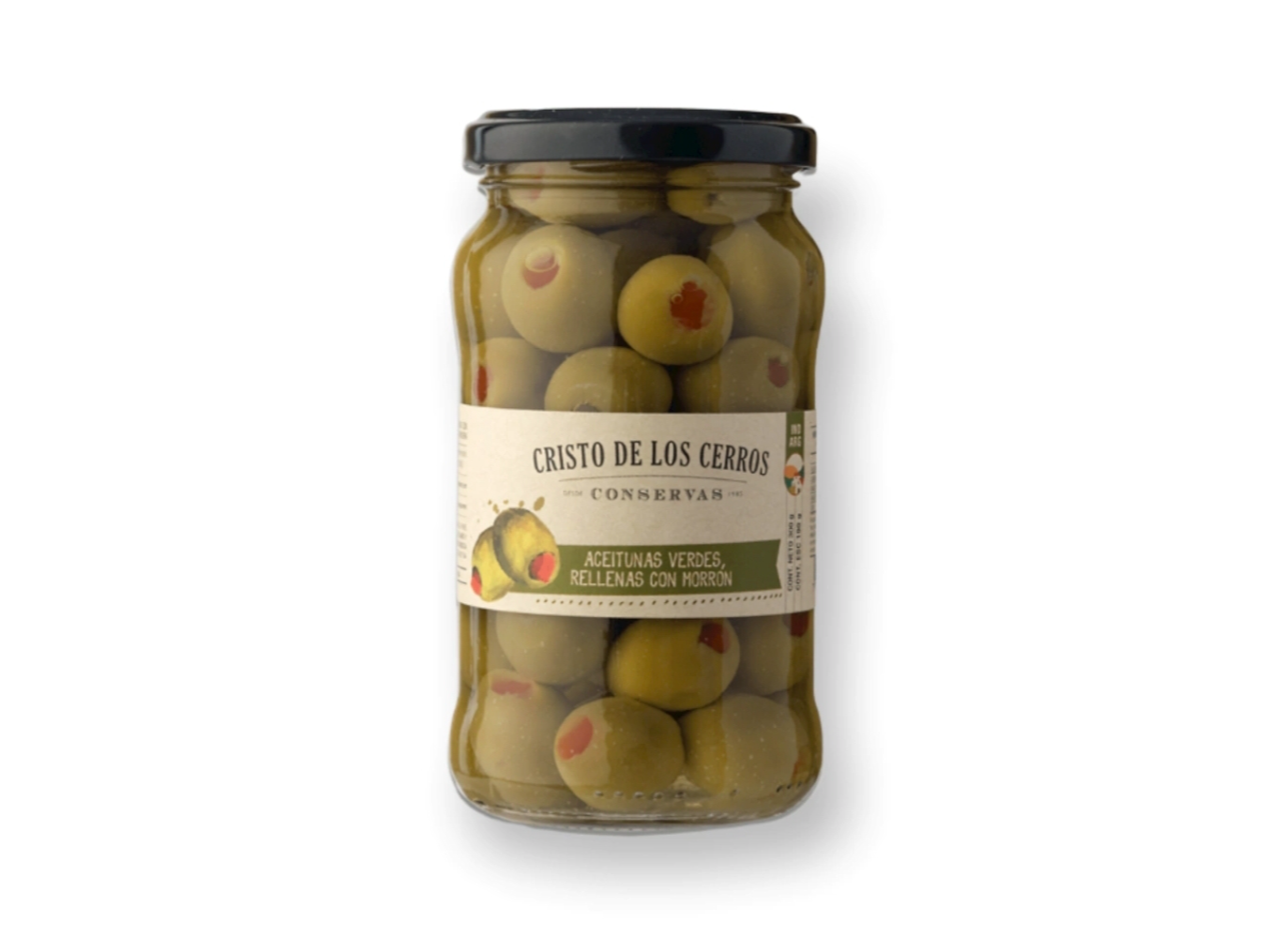 ACEITUNAS VERDES RELLENAS CON PIMIENTO MORRON x300G CRISTO DE LOS CERROS
