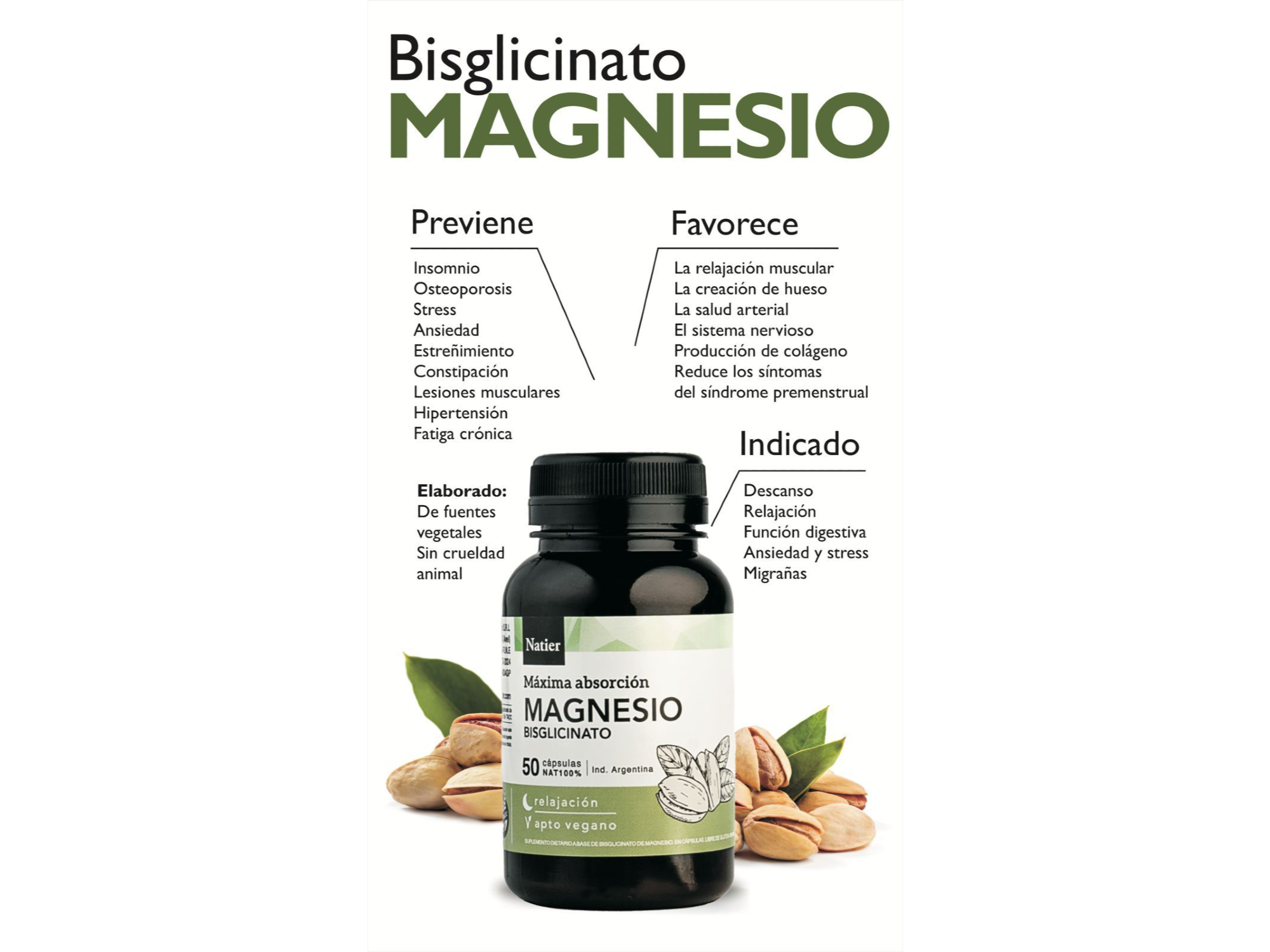 Bisglicinato de Magnesio x50caps . Natier
