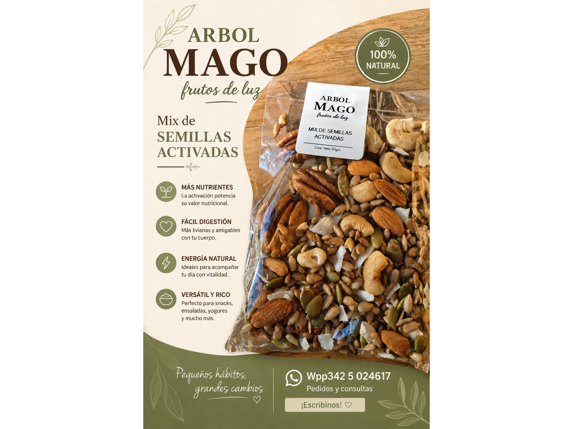 Mix de Semillas Activadas x 50g . Arbol Mago