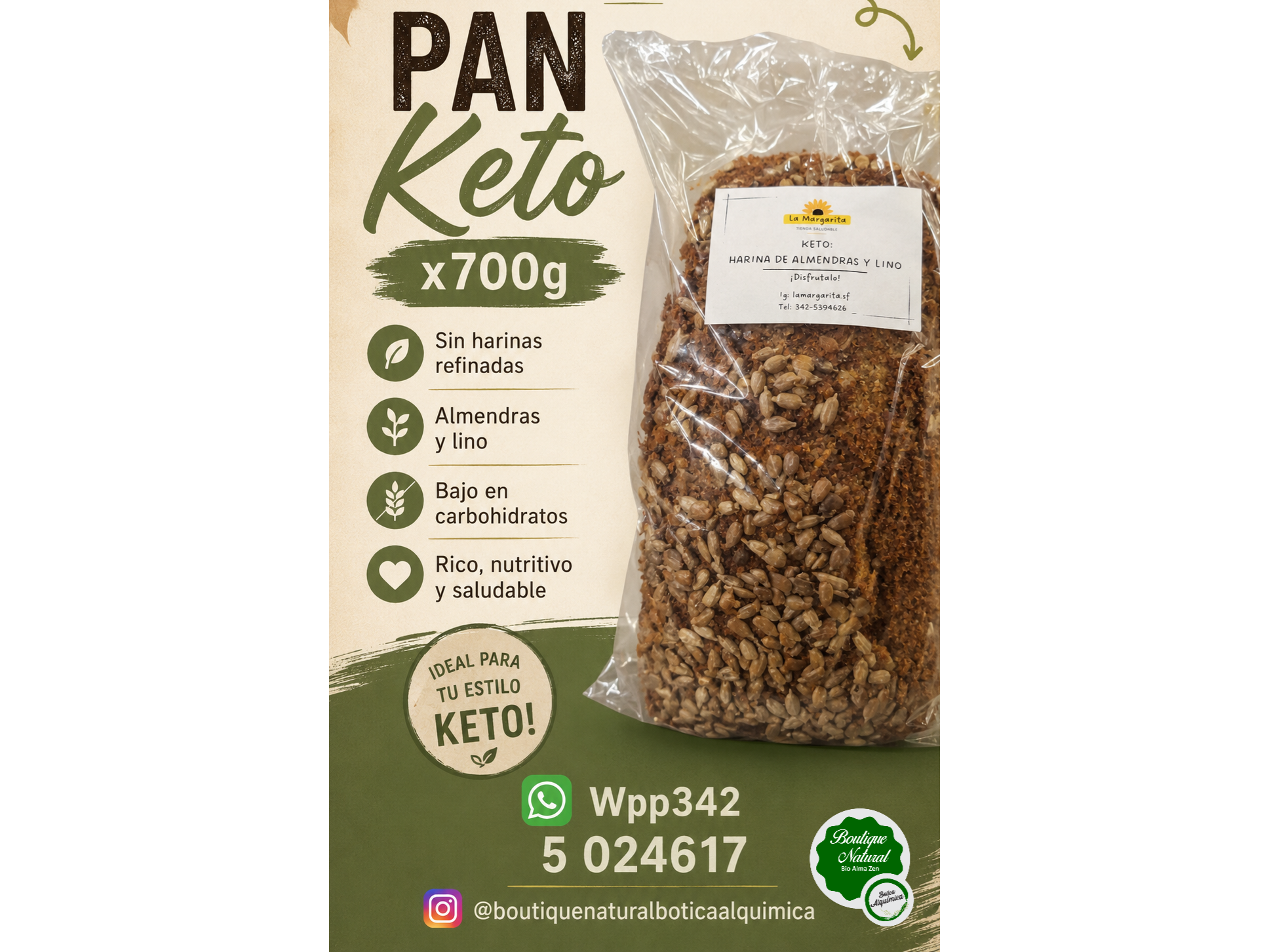 Pan Keto x 700g . La Margarita