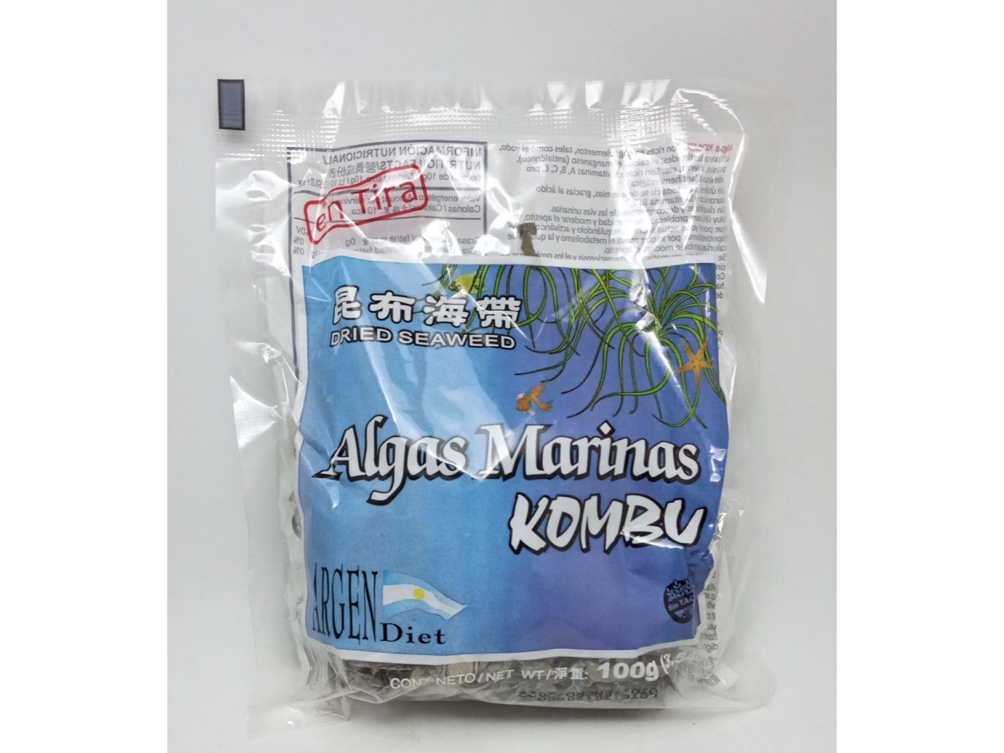 Alga Kombu en tiras x 100g . Argendiet