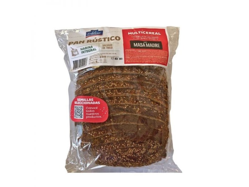 Pan Rústico con masa madre Multicereal x 550g . La Francia